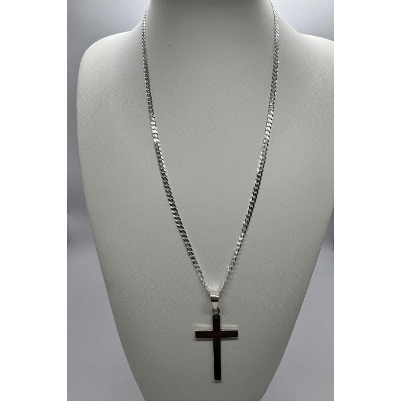 COLGANTE CRUZ LISA GRANDE CON CADENA GRUMET 60CM X 4MM
