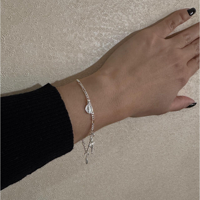PULSERA MUJER CRUZ CON VIRGEN DEL RAYO CON REGULADOR 17CM-19,5CM