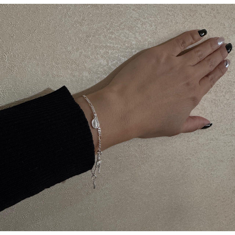 PULSERA MUJER CRUZ CON VIRGEN DEL RAYO CON REGULADOR 17CM-19,5CM