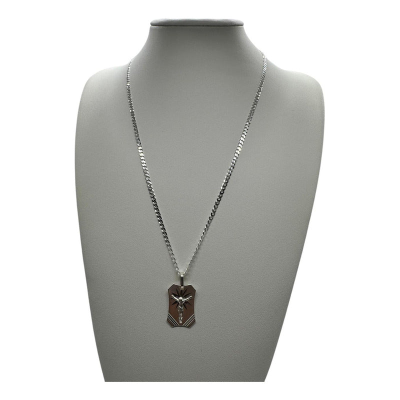 CADENA GRUMET CON PLACA CON CRISTO 60CMX3MM