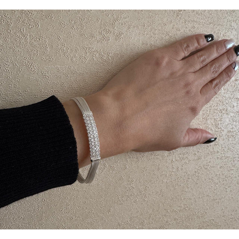 Pulsera Mujer Exclusiva Con Circones Plata Italiana 925