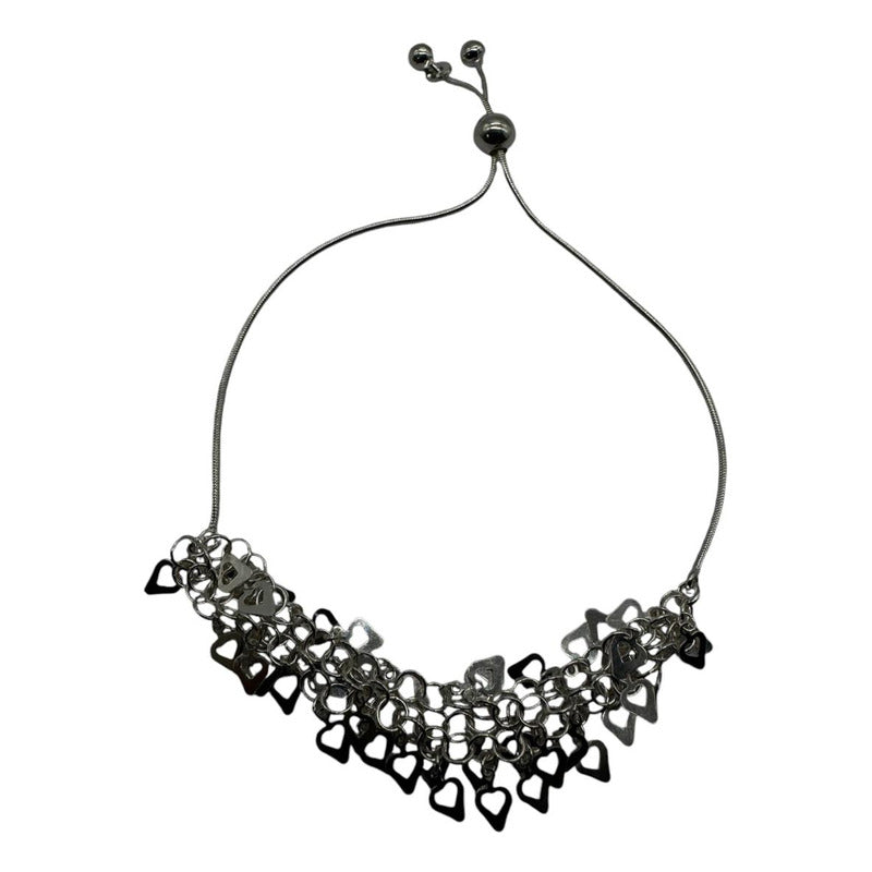 Pulsera Mujer Plata Ajustable Corazones Italiana 925