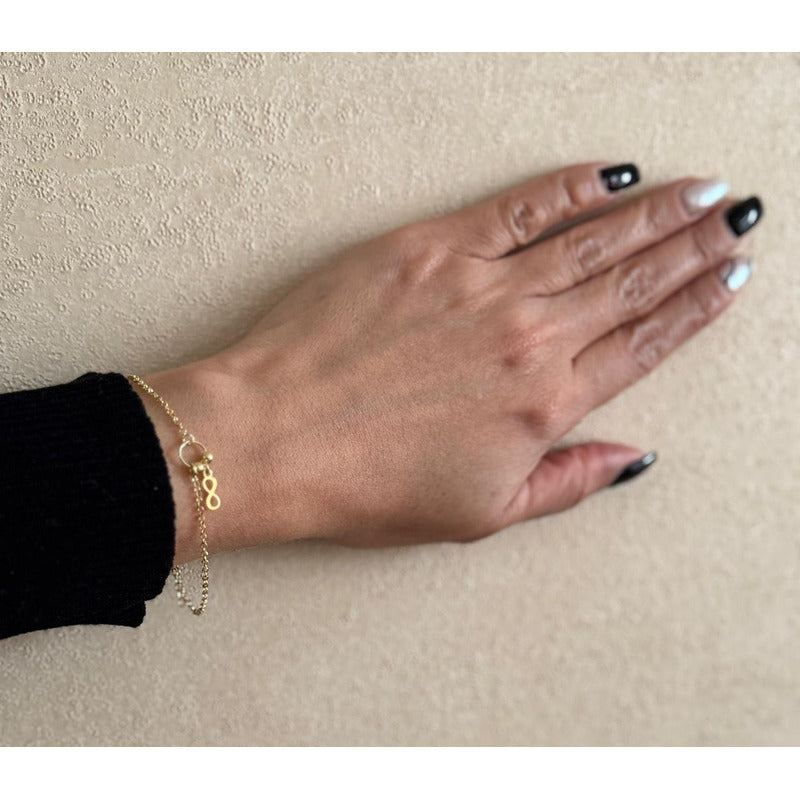 Pulsera Infinito Plata Italiana 925 Con Baño De Oro 18k