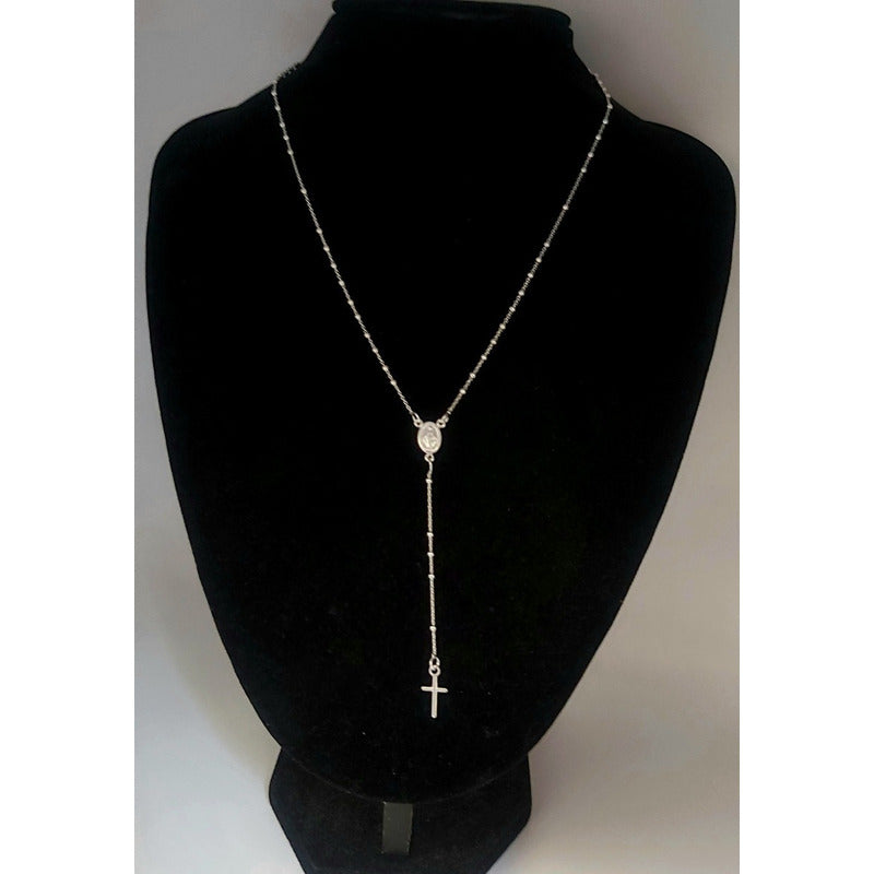 Rosario Mujer Plata Fina Italiana 925 - 45 Cm