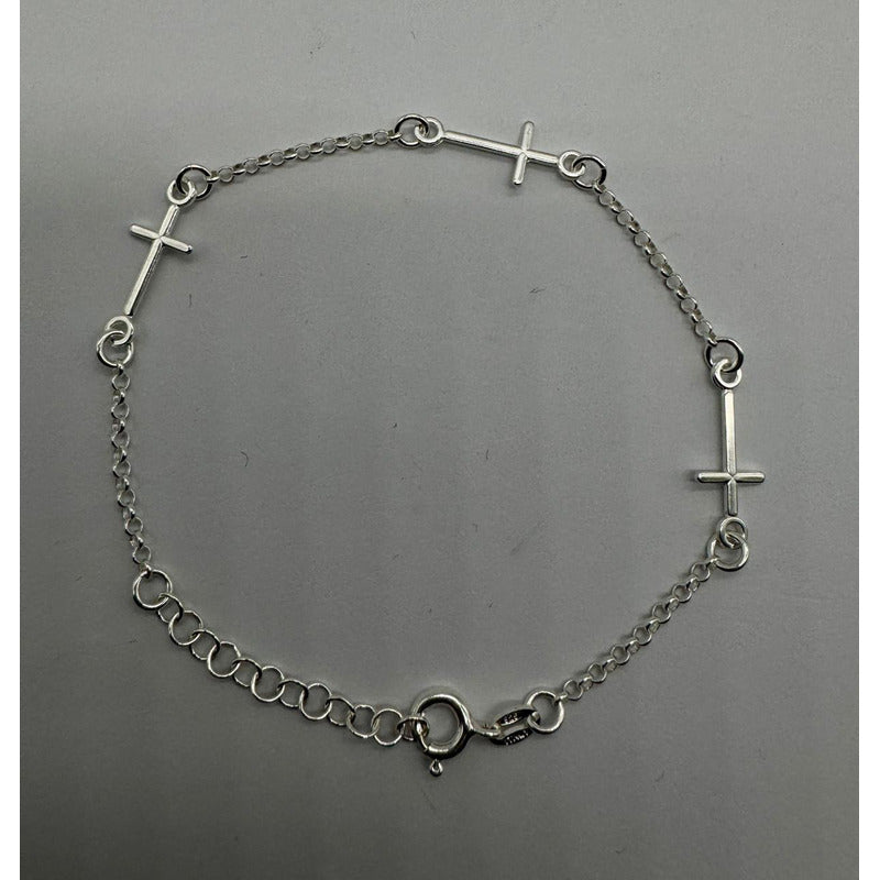 Pulsera Mujer 3 Cruces Plata 925 - Con Regulador