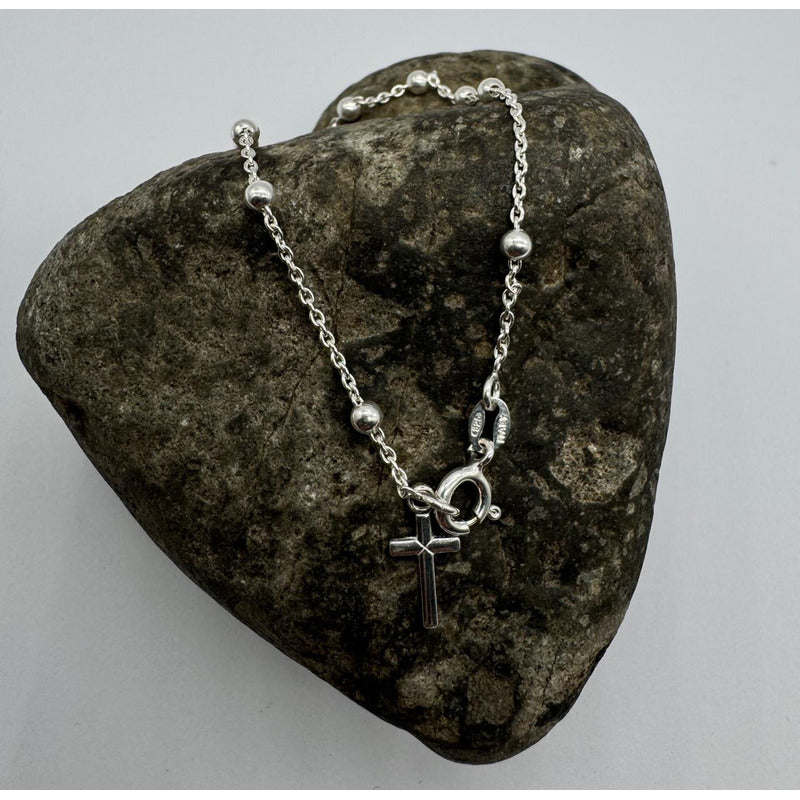 Pulsera Mujer Cruz Movible Plata Fina Italiana 925