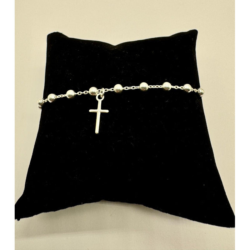 PULSERA MUJER CRUZ PLATA ITALIANA 925