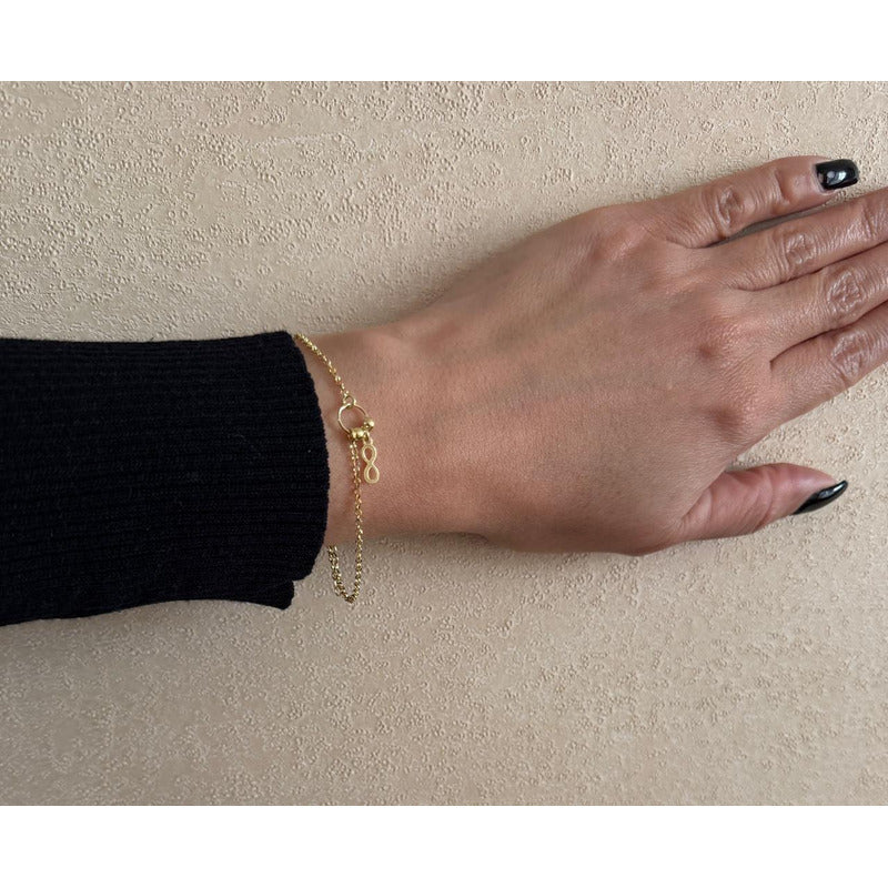 Pulsera Infinito Plata Italiana 925 Con Baño De Oro 18k