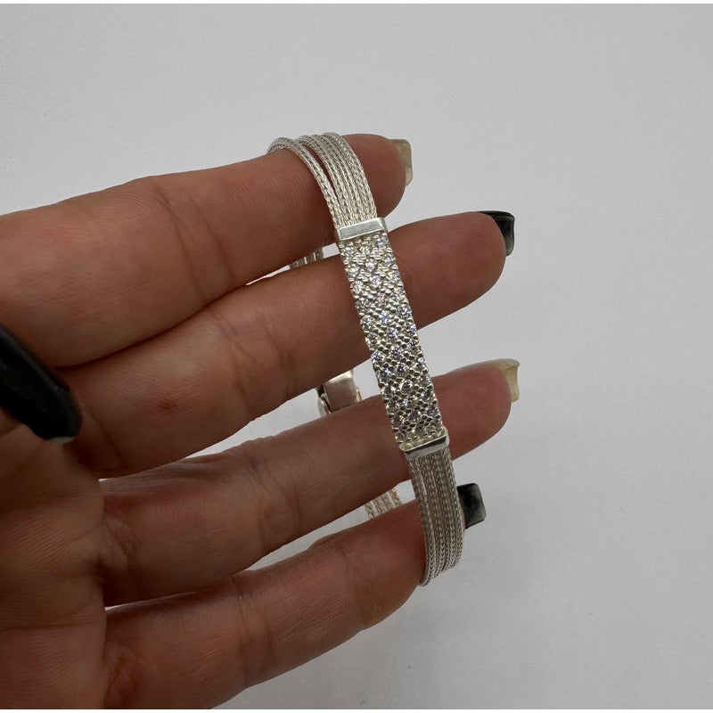 Pulsera Mujer Exclusiva Con Circones Plata Italiana 925