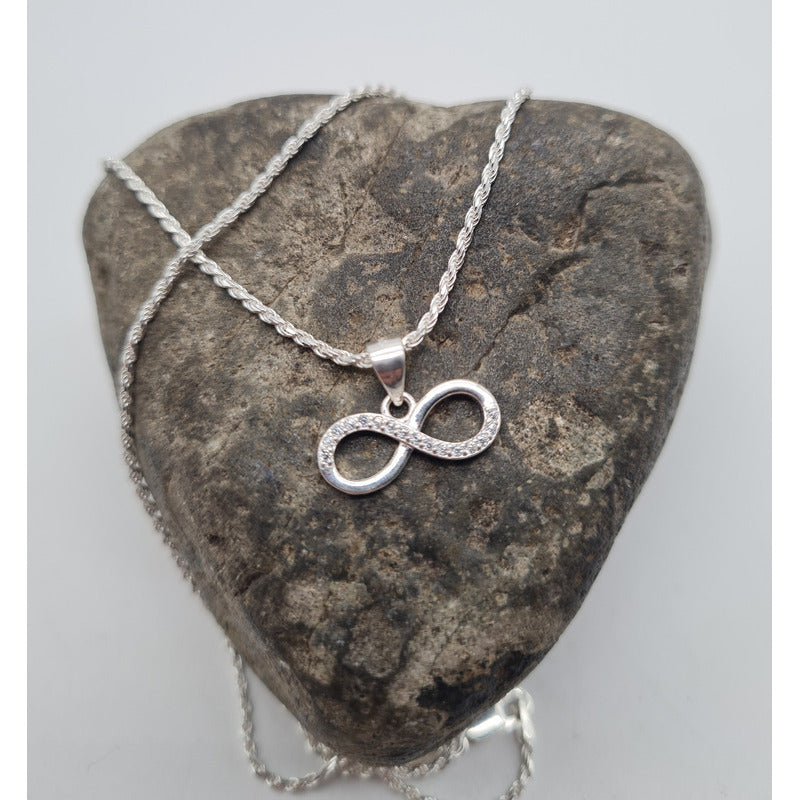 Colgante Infinito Con Cadena Plata Italiana 925 - Mujer