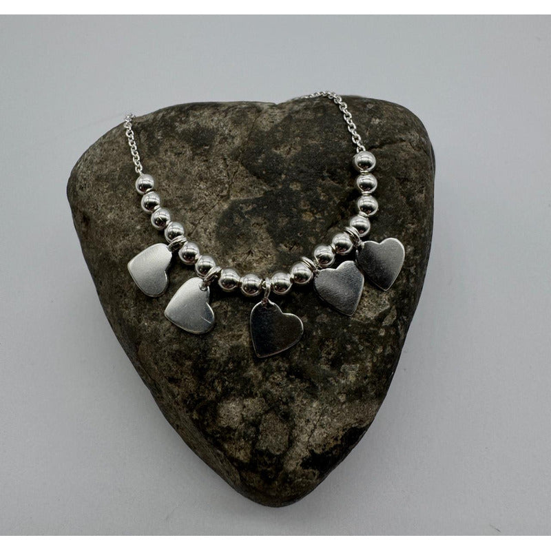 PULSERA MUJER CORAZONES Y PERLITAS 19CM