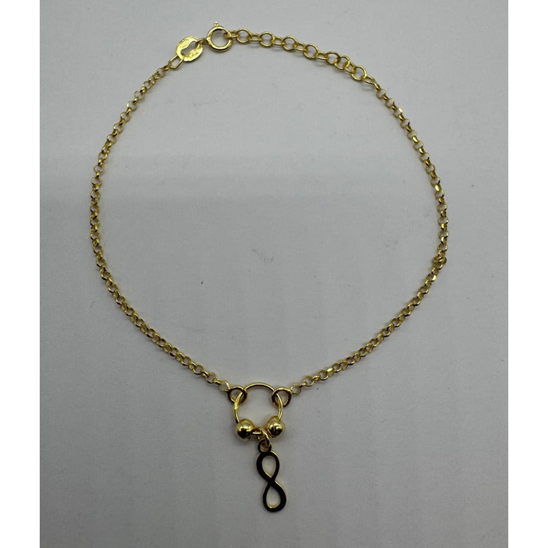 Pulsera Infinito Plata Italiana 925 Con Baño De Oro 18k