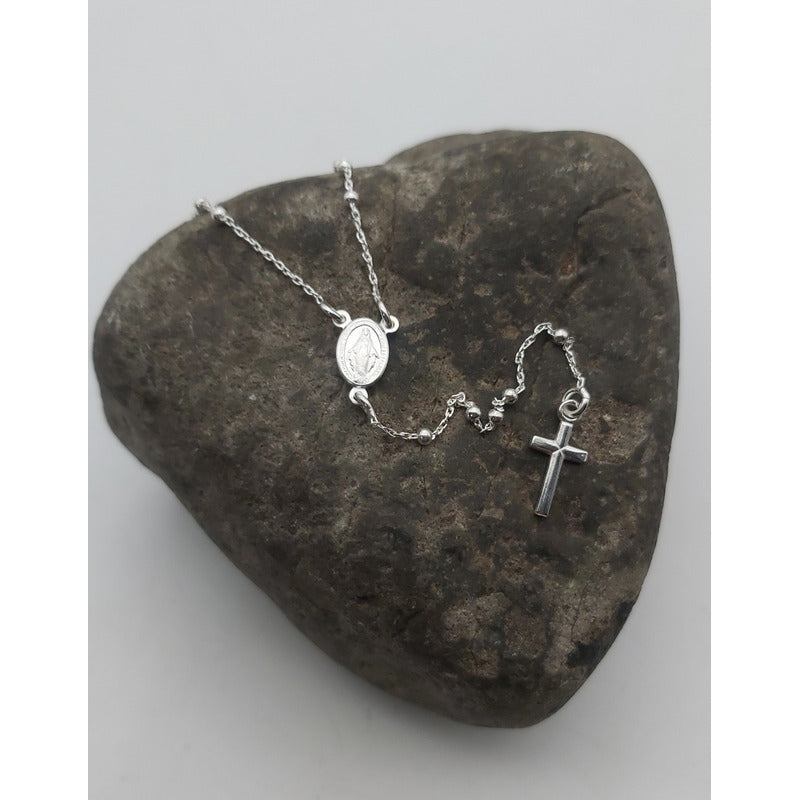 Rosario Plata Fina Mujer 50 Cm Italiana 925 Collar