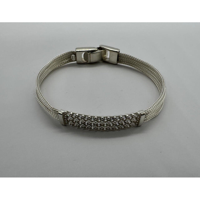 Pulsera Mujer Exclusiva Con Circones Plata Italiana 925