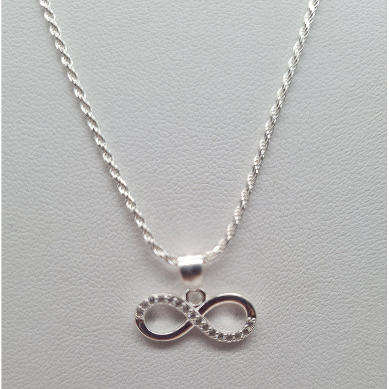 Colgante Infinito Con Cadena Plata Italiana 925 - Mujer