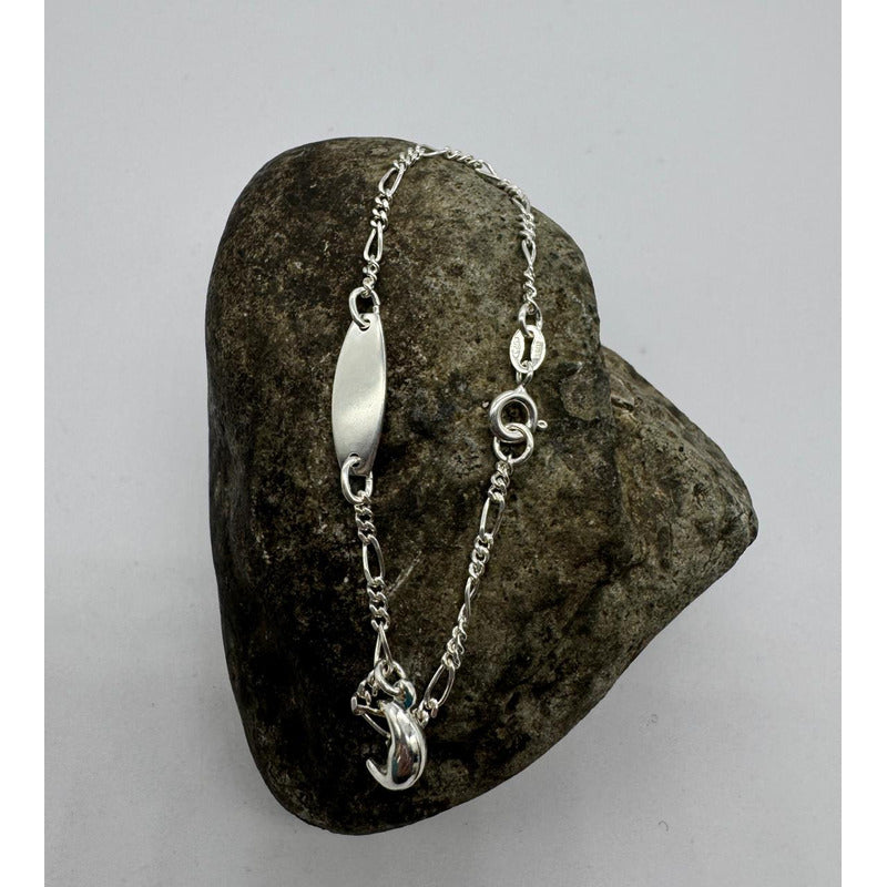 Pulsera Piocha Guagua/niño/niña Plata Italiana 925 - Luna