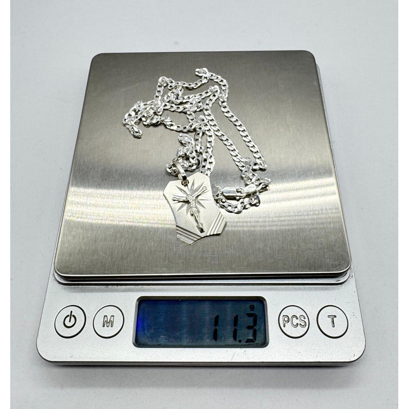 CADENA GRUMET CON PLACA CON CRISTO 60CMX3MM