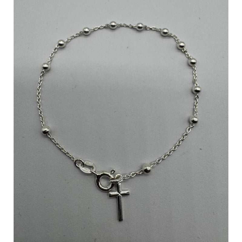 Pulsera Mujer Cruz Movible Plata Fina Italiana 925