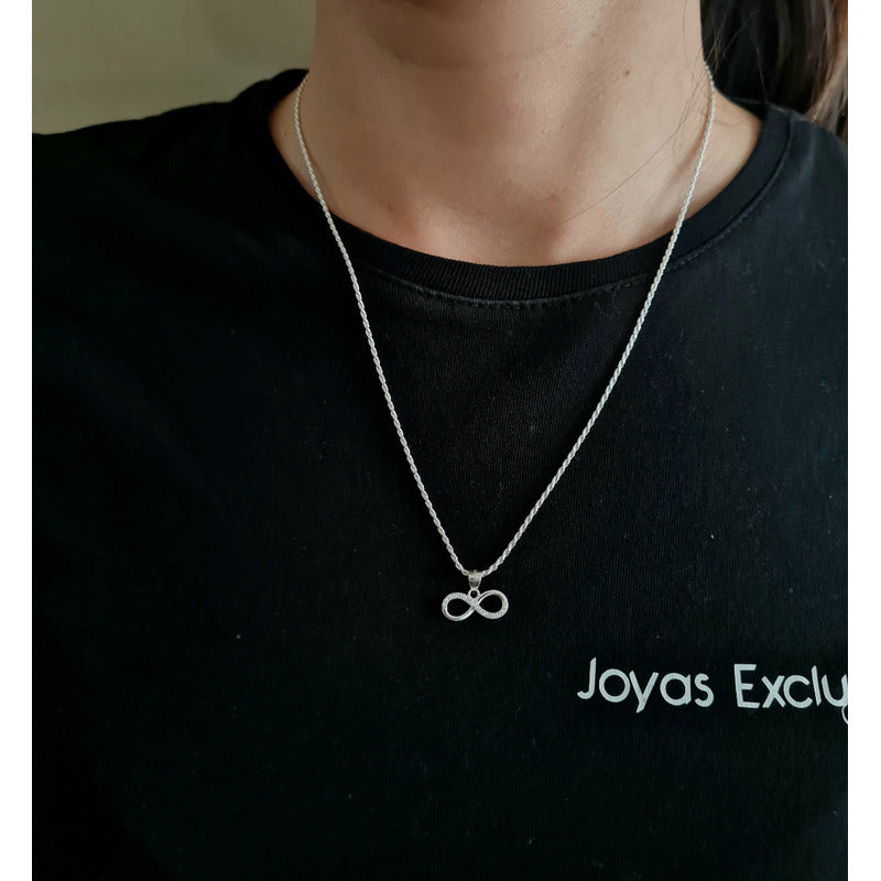 Colgante Infinito Con Cadena Plata Italiana 925 - Mujer