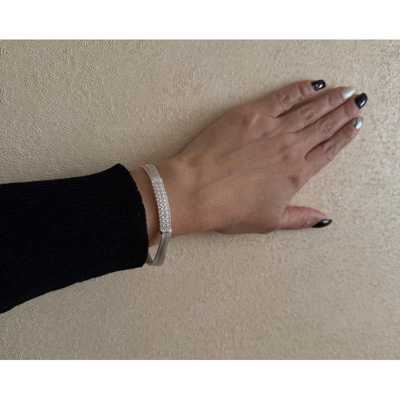 Pulsera Mujer Exclusiva Con Circones Plata Italiana 925