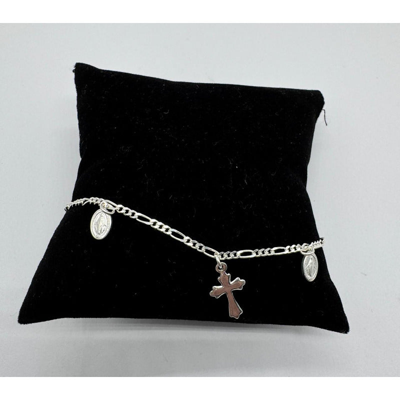 PULSERA MUJER CRUZ CON VIRGEN DEL RAYO CON REGULADOR 17CM-19,5CM