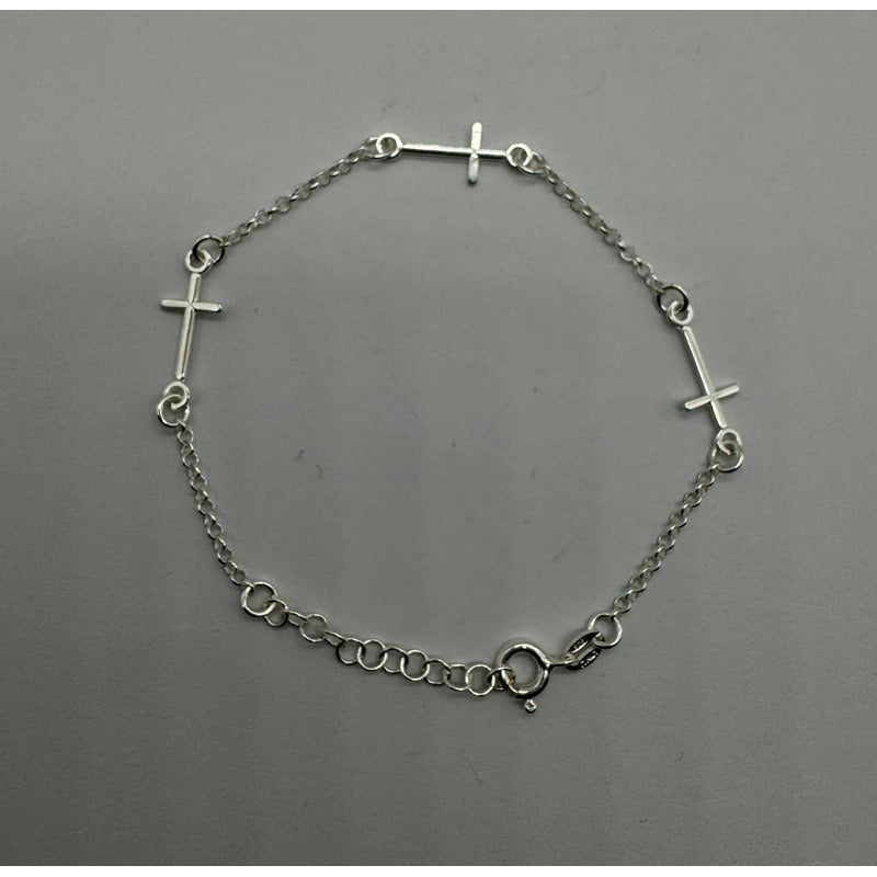 Pulsera Mujer 3 Cruces Plata 925 - Con Regulador