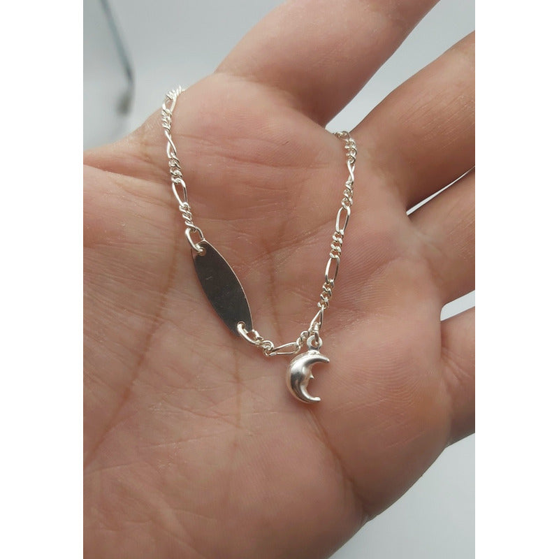 Pulsera Piocha Guagua/niño/niña Plata Italiana 925 - Luna