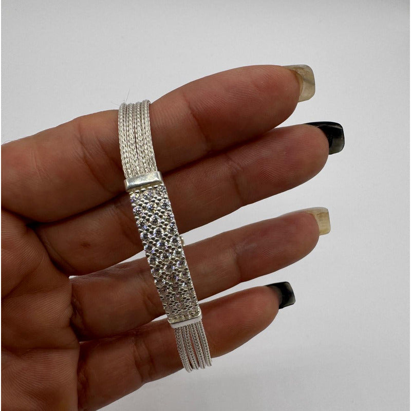 Pulsera Mujer Exclusiva Con Circones Plata Italiana 925