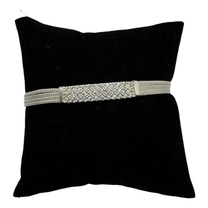Pulsera Mujer Exclusiva Con Circones Plata Italiana 925