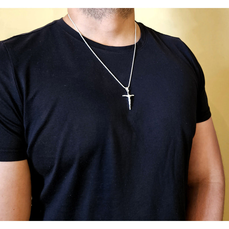 COLGANTE CRUZ CON CADENA 60 CM HOMBRE