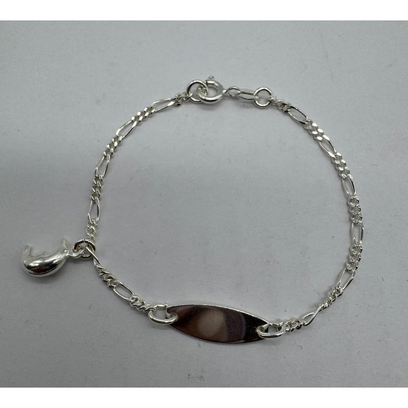 Pulsera Piocha Guagua/niño/niña Plata Italiana 925 - Luna