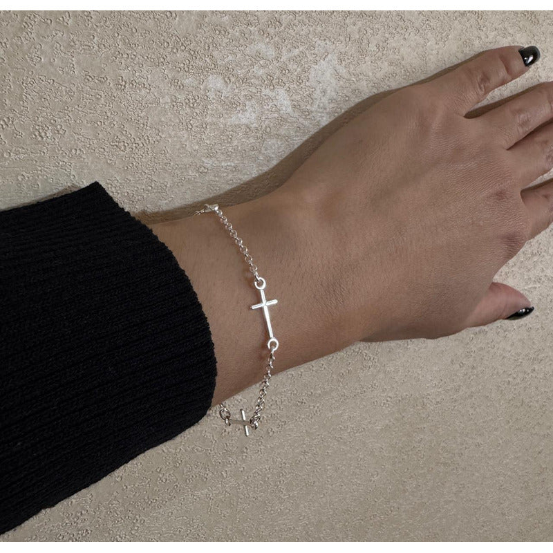 Pulsera Mujer 3 Cruces Plata 925 - Con Regulador