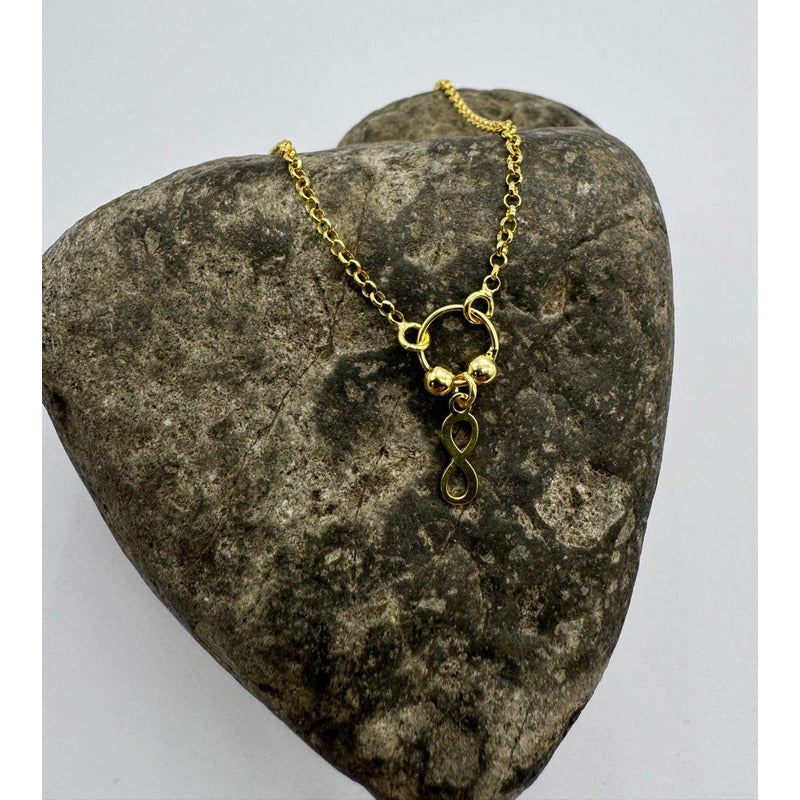 Pulsera Infinito Plata Italiana 925 Con Baño De Oro 18k