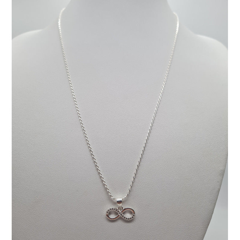 Colgante Infinito Con Cadena Plata Italiana 925 - Mujer