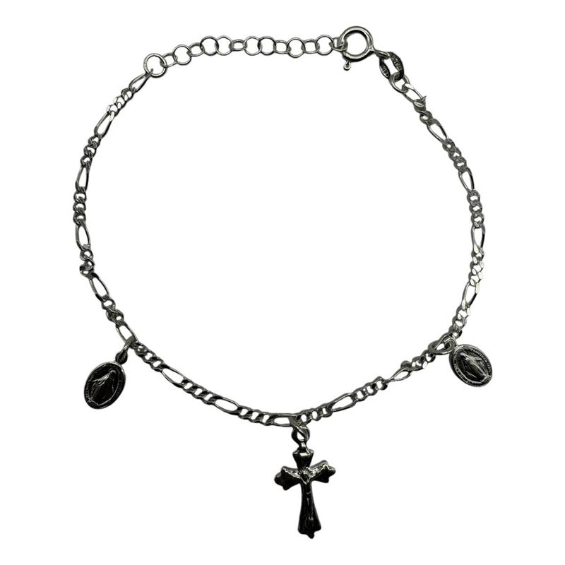 PULSERA MUJER CRUZ CON VIRGEN DEL RAYO CON REGULADOR 17CM-19,5CM