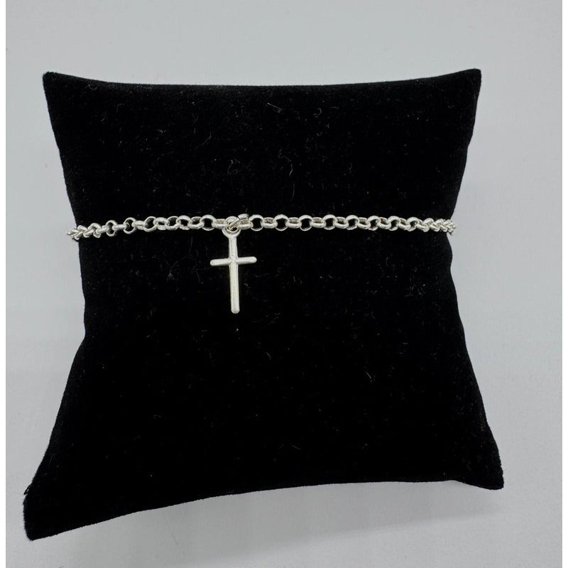 Pulsera Plata Cruz Italiana 925 Mujer