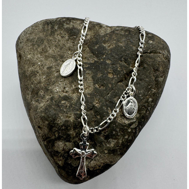 PULSERA MUJER CRUZ CON VIRGEN DEL RAYO CON REGULADOR 17CM-19,5CM