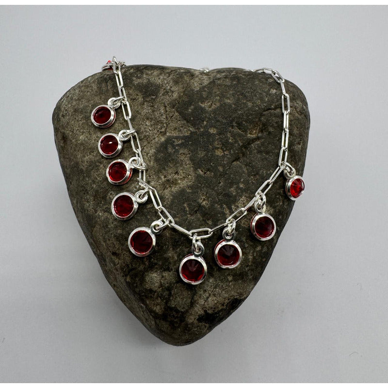 PULSERA CON CIRCONIOS ROJOS 19CM