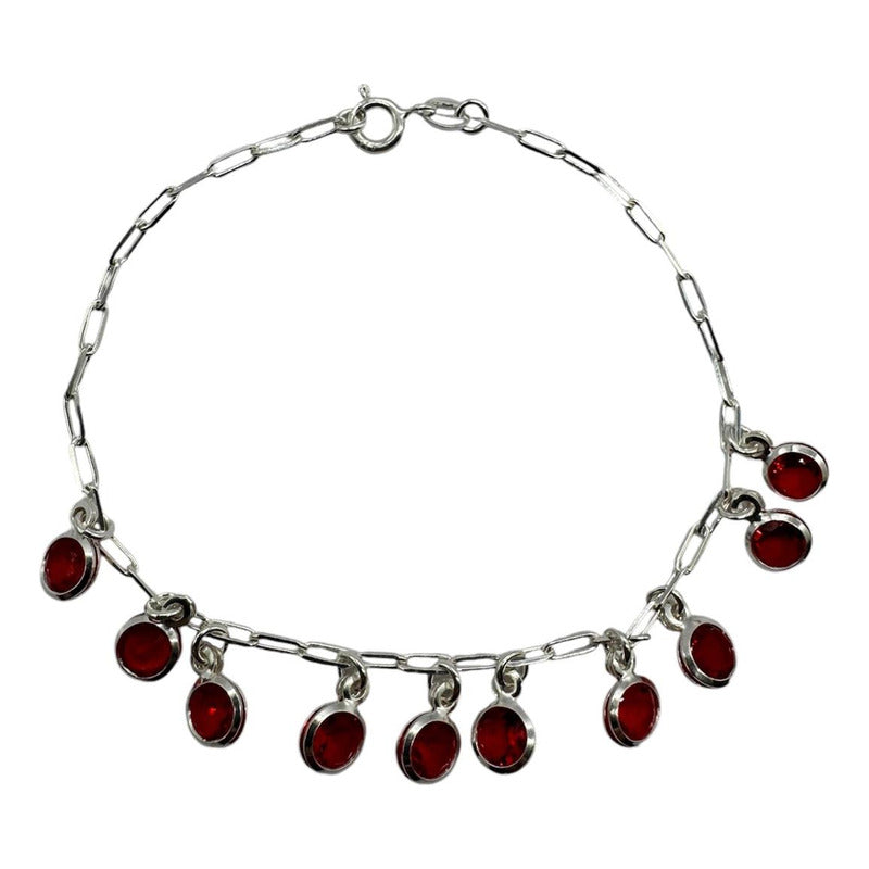 PULSERA CON CIRCONIOS ROJOS 19CM