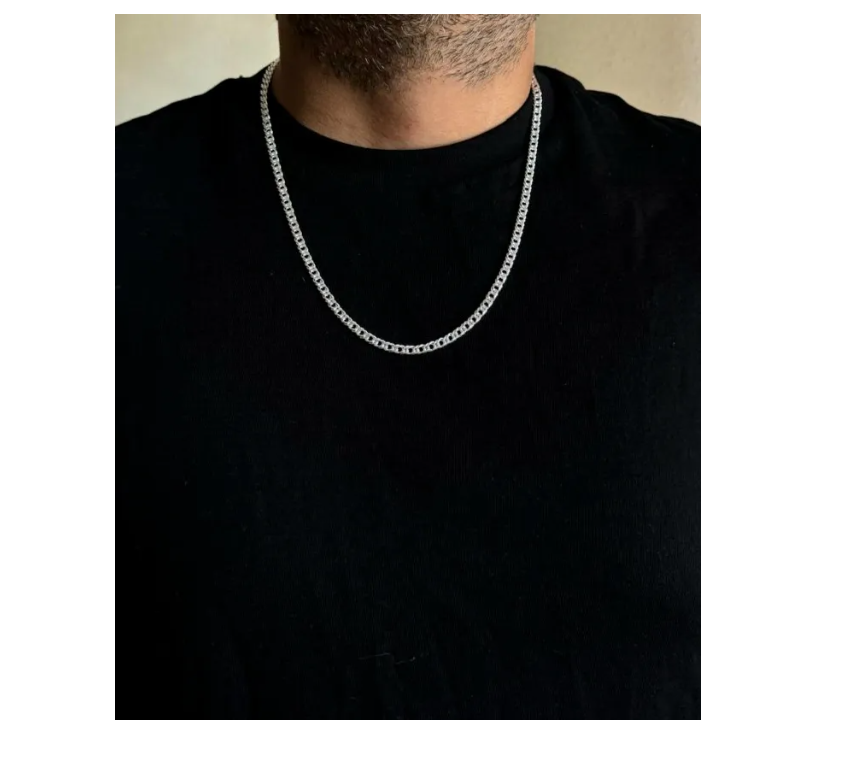 collar hombre de plata italiana 925