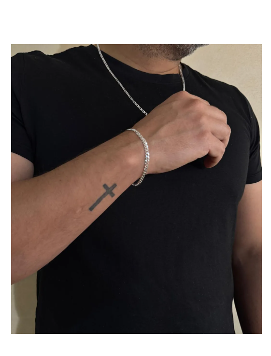 SET CADENA + PULSERA HOMBRE CONJUNTO GRUMET PLATA ITALIANA 925