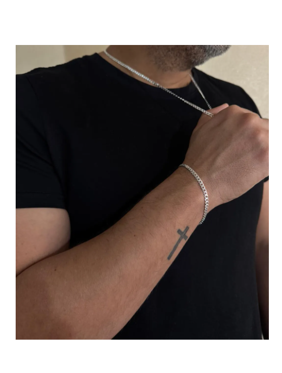 SET CADENA + PULSERA HOMBRE CONJUNTO GRUMET PLATA ITALIANA 925