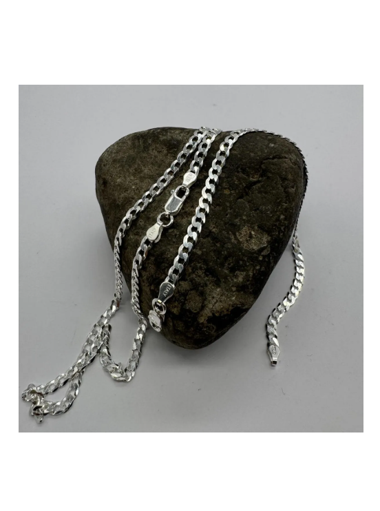 SET CADENA + PULSERA HOMBRE CONJUNTO GRUMET PLATA ITALIANA 925