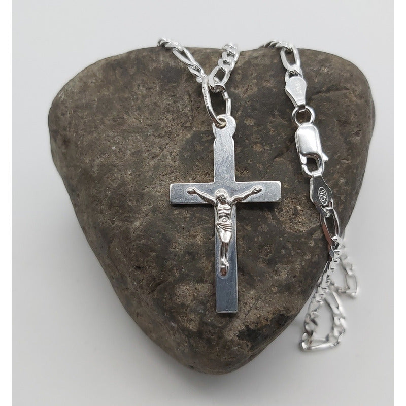 Cadena de plata italiana 925 con cruz para hombre, joya atemporal y de alta calidad.