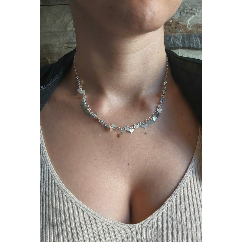 cadena corazones plata italiana 925 para mujer
