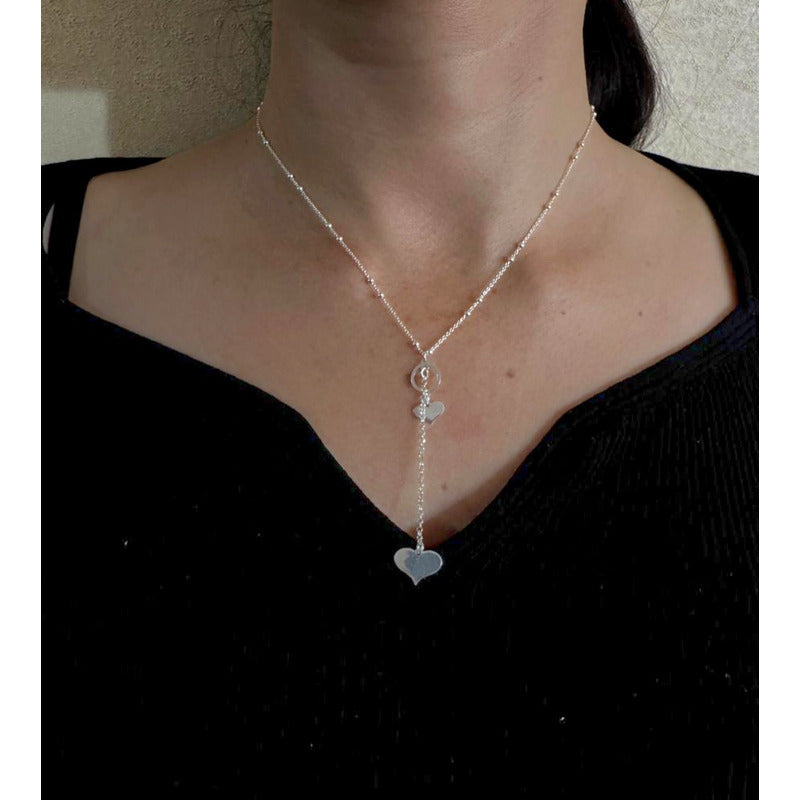 cadena corazones plata italiana 925 estilo clasico