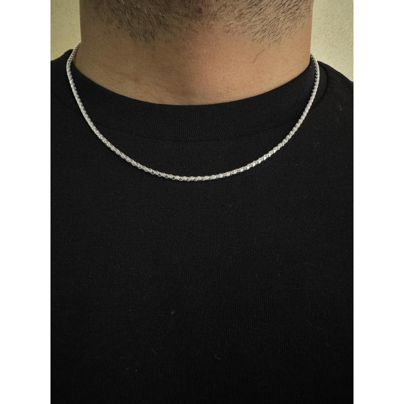 Cadena coreana corta unisex en plata italiana 925, diseño tipo grumet de excelente calidad.