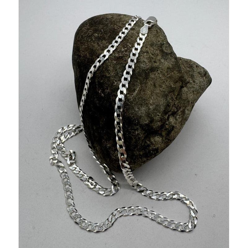 Cadena de plata italiana 925 para caballero, diseño grumet elegante y resistente.