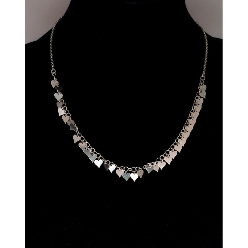 cadena mujer corazones plata italiana 925 original