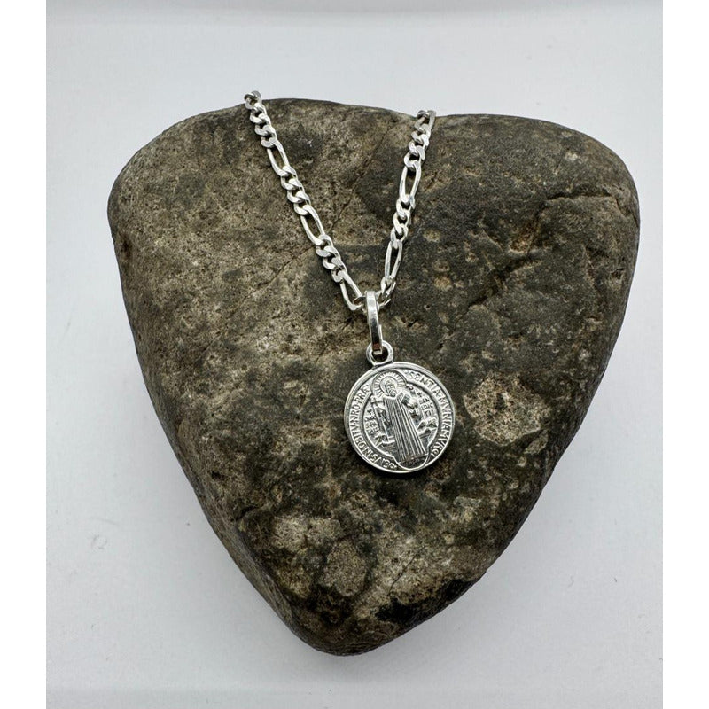 colgante san benito en plata italiana 925 joya religiosa